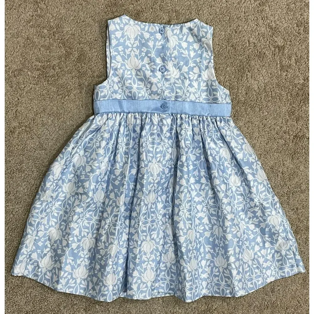 Gymboree Girls Dress Size 3T Blue White Easter Bow Formal Party Grandmillennial